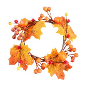 Decoratieve Bloemen Esdoorn Pompoen Krans Halloween Decoraties Buiten Blad Festival Garland Versieren Tafelblad Thanksgiving Day Ijzerdraad