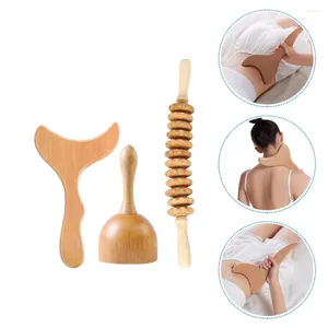 Decoratieve bloemen Massage Stick Body Beeldhouwen Neck Massagers Board Spier Wood Back Head Tool compacte reiskit