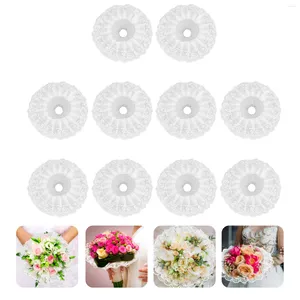 Fleurs décoratives Matériel Bouquet Titulaire Collier Fleur Décor De Mariée Dentelle De Mariage Floral Tenant L'approvisionnement Blanc Garniture