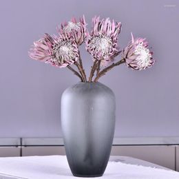 Decoratieve bloemen mbf kunstmatige zijde king protea diy bloemen arrangement nep gedroogde keizer bloem voor thuisfeestje trouwtafel decoratie