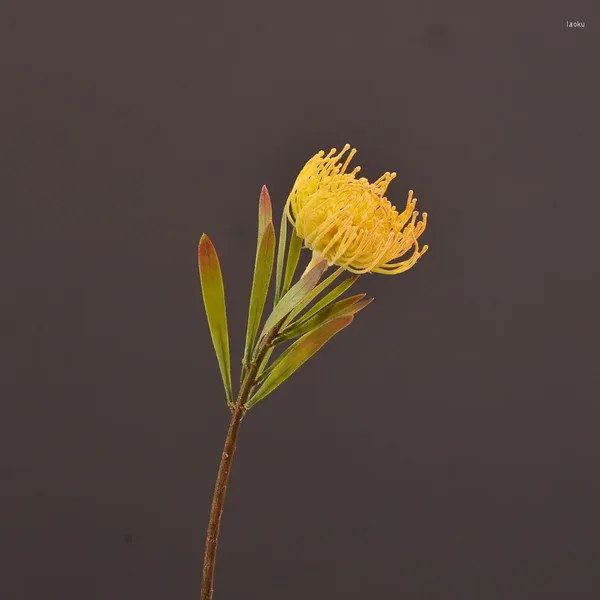 Fleurs décoratives MBF Plastique Fleur artificielle Leucospermum Mariage Décoration Affichage Cordifolium Pin Cushion de haute qualité