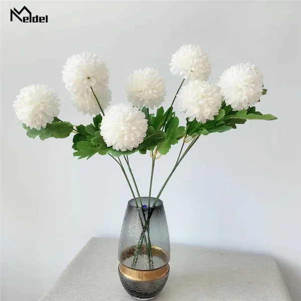 Fleurs décoratives Meldel Fleur artificielle Silk Pompon Faux Planchers Onions Ball Home Party Mariage Table Arrangement de décoration Bouquets DIY