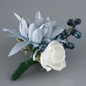 Flores decorativas Hombres Boutonniere Bututhole Brooch Flower Broche Bride Boda Muñeca Muñeco Bracelado Ceremonia de la fiesta Decoración