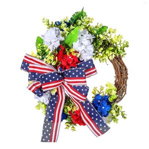 Fleurs décoratives joyeux Noël pour porte d'entrée fête nationale américaine guirlande indépendance nœud papillon rotin anneau pendentif vitrine scène