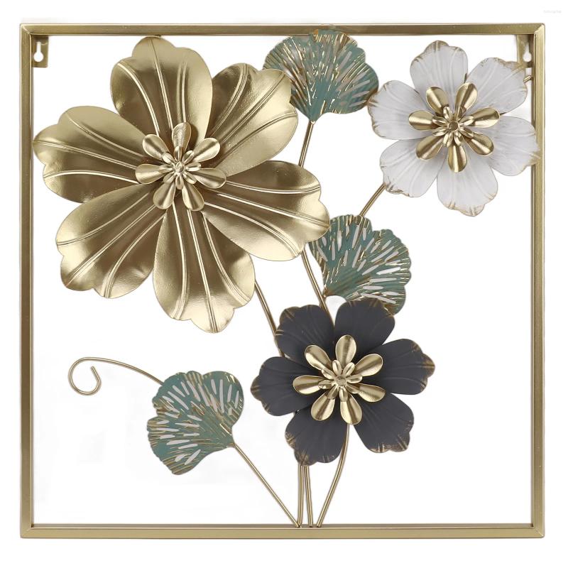 Decorative Flowers Metal Flower Wall Art Decor Iron Hand Painted Leaf Decoration Sculpture For Entrance Bedroom Living Room Office