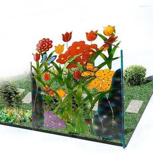 Flores decorativas, valla de Metal para jardín, barrera a prueba de herrumbre, barrera realista con estampado de flores y césped, barrera de animales para paisaje