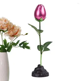 Fleurs décoratives en métal Rose fleur debout en alliage d'aluminium décors de collection romantiques pour la chambre romantique de la saint-valentin