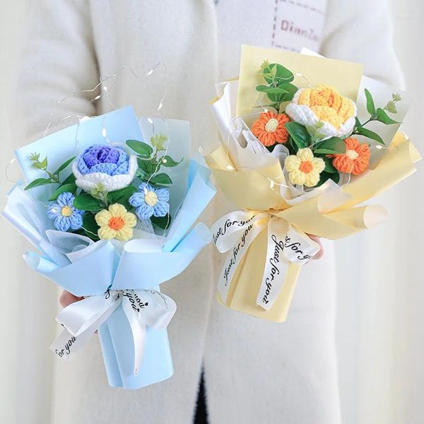 Fleurs décoratives lait coton crochet artificiel flor