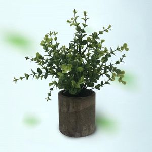 Fleurs décoratives Mini plantes d'eucalyptus artificielles avec Pot pour bureau bureau fausse plante Pots en plastique maison salles de douche décoration