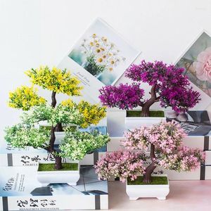 Fleurs décoratives mini plantes artificielles bonsaï simulées petits arbres table de bureau en pot fausse fleur fleur ornements de chambre jardin el