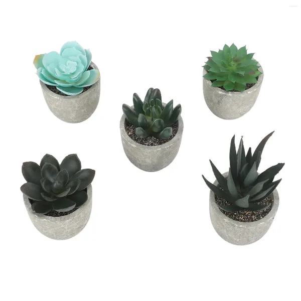 Flores decorativas Mini suculentas artificiales Planta de escritorio plástico Surtido Faux Suculento en maceta Estética de bajo mantenimiento para el hogar