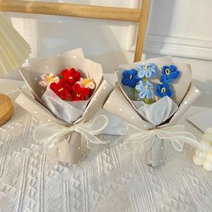 Decoratieve bloemen Mini-haakboeket Handgebreide geweven bruiloft Gastengeschenken Homemade Party Supplies