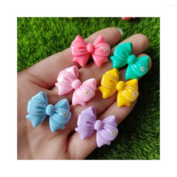 Fleurs décoratives mini mignon arc plat arrière résine bowknot cabochon embellissements bricbooking bricking pour les arcs de cheveux des filles