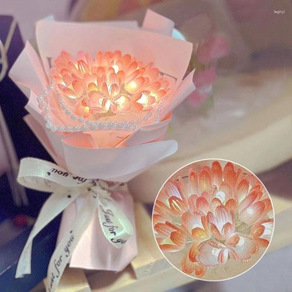 Fleurs décoratives Mini bricolage tulipe artificielle fait à la main matériel paquet tissé à la main fleur veilleuse Kawaii chambre décor cadeau pour petite amie