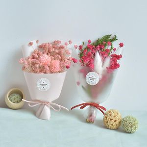 Fleurs décoratives Mini bouquet de fleurs séchées Bébés Breath Bulk Bundles avec sac d'emballage transparent pour Po Props Mariage DIY Home Table Decor