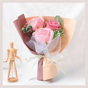 Fleurs décoratives Mini fleur séchée mariage anniversaire savon faux Rose Bouquet présent heureux fête des mères cadeaux nuptiale douche Simulation