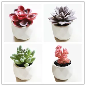 Fleurs décoratives mini fausses succulentes fausses plantes pour décoration artificiel succulent compteur 4 pcs