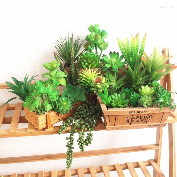 Fleurs décoratives Mini plantes vertes artificielles succulentes pour bricolage, décoration de jardin de maison, accessoires d'arrangement mural de fleurs de mariage