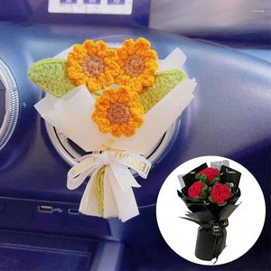 Fleurs décoratives mini-tissées artificielles tissées plantes de voiture artificielle bouquet plante suspendue au crochet décor de tournesol
