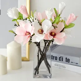 Decoratieve bloemen mini magnolia kunstmatige bloem indoor huishouden decoratie creatieve zijden garen korte feest sfeer planten vertakking