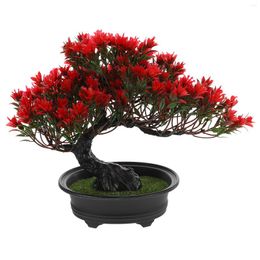 Fleurs décoratives Mini jardinière Pots Zen jardin arbre décoration émulé pin bonsaï pot de fleurs Faux plastique