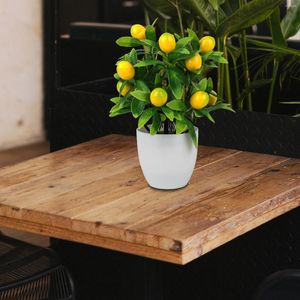 Decoratieve bloemen Mini Pot Plant Simulation Artificial Kumquat Tree Fake Planten Plastic Decorate Home Decoration Potten