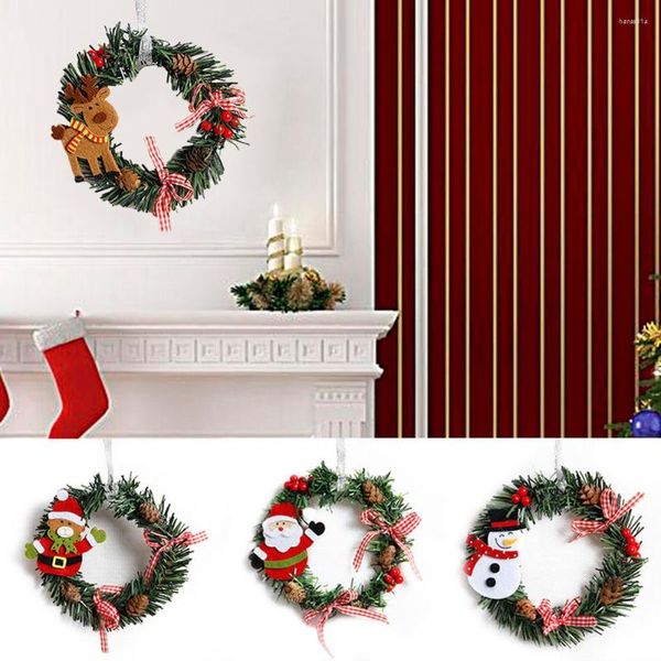 Flores decorativas Mini Santa Claus Guirnalda de Navidad Decoración Muñeco de nieve Elk Deer Garland Fiesta de Navidad Suministros Adornos colgantes Decoración para el hogar