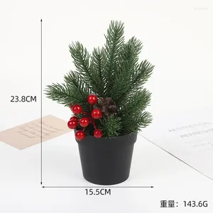 Fleurs décoratives mini simulation plante en pot décoration de vacances Bonsaï petit arbre de Noël à feuilles persistantes