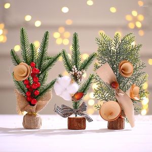 Flores decorativas Mini árbol decoraciones de mesa pino baya planta en maceta para el hogar boda Navidad decoración año regalo Navidad Noel Decora