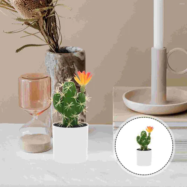 Fleurs décoratives miniatures, Simulation de Cactus, bonsaï artificiel, ornement en pot, petite Figurine de dessin animé