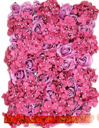 Fleurs décoratives Mixcolor 10 PCS/lot Rose artificielle et fleur d'hortensia mur décoration de fond de mariage ou plomb de route TONGFENG