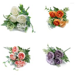 Fleurs décoratives Mixte Artificielle Rose Pivoine Fleur Haute Qualité Bouquet De Soie Maison De Mariage BRICOLAGE Décoration En Plastique Table Decorat