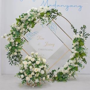 Fleurs décoratives Mori Rose Row Arch Screen Decoration Decoration Artificial Flower Wedding Table Arrangement et Long Set
