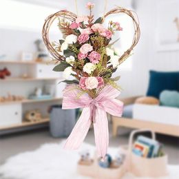 Fleurs décoratives fête des mères Simulation oeillet mur en forme de coeur arc guirlande papillon décor rose artificielle Rose fleur couronne