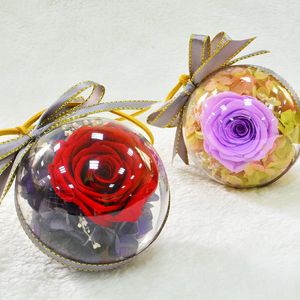Fleurs décoratives, Rose éternelle artificielle, cadeau de fête des mères, décoration de maison en dôme, ornements ronds suspendus pour la saint-valentin