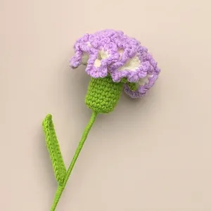 Fleurs décoratives cadeau fête des mères Simulation Bouquet oeillet tricoté à la main mariage artificiel Crochet décoration de la maison