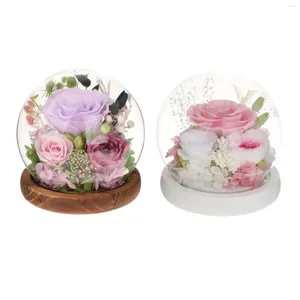 Fleurs décoratives cadeau de fête des mères avec décoration de table légère préservée véritable oeillet rose cadeaux pour grand-mère sa petite amie épouse