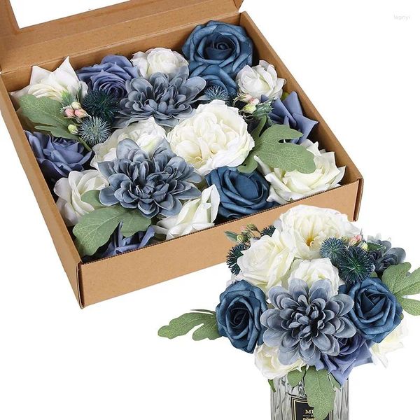 Flores decorativas Caja combinada artificial multiusos para bricolaje Boda Ramos de novia Centros de mesa Arreglo Baby Shower Cake Decor