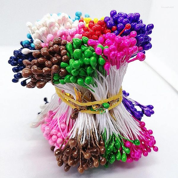 Fleurs décoratives multicolores 3mm 500 pièces, étamine de fleur de sucre artificielle pour artisanat, décoration de mariage à domicile, gâteau et Pistil DIY