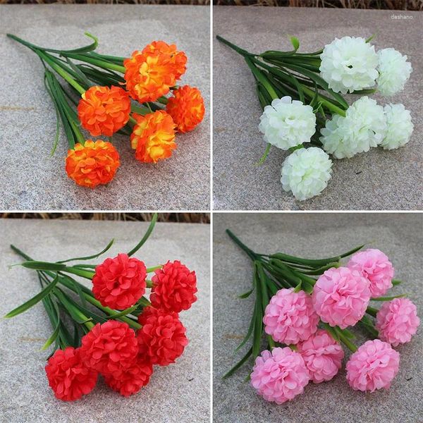 Fleurs décoratives multicolore 7 Big Head Silk Hortensia Artificial White Wedding Small Bouquet Fake Christmas Party DIY DEC