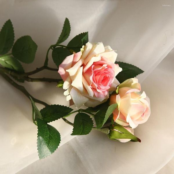 Fleurs décoratives multicolores artificielles pour la décoration, fausse plante de roses en plastique, décoration de jardin de maison et de mariage