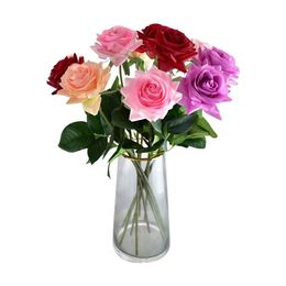 Decoratieve bloemen Multicolor Moisturizing Rose Flower Single Stem Goede kunstmatige bloemen voor bruiloftdecoraties T2i51884