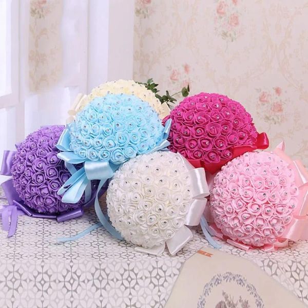 Fleurs décoratives Multicolor Rose Bouquet Engagement Artificiel Fleur Brides Dridic Decdical Decorations Rosnestone Romantic Party Supplies