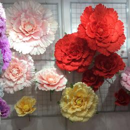 Fleurs décoratives plusieurs tailles fleur de mariage grande tête de pivoine artificielle en soie pour décoration murale de fond bricolage