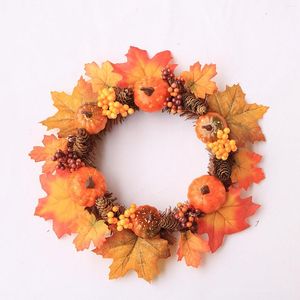 Fleurs décoratives couronnes de noël naturelles pour porte d'entrée citrouille couronne d'érable festival d'automne cloches grand cadre 48 pouces
