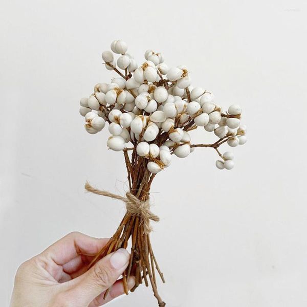 Flores decorativas Bolas de algodón natural Árbol de sebo Fruta Flor seca Plantas para el hogar Fiesta de artesanía Material artificial Decoración de la boda