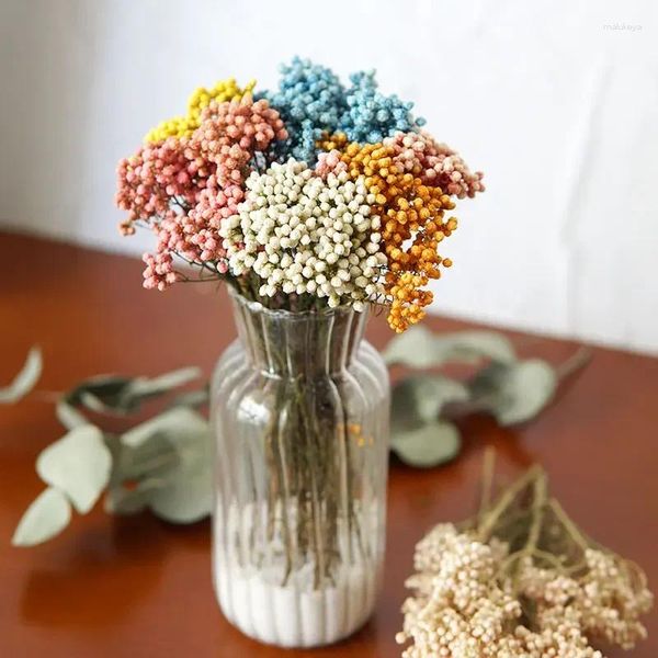 Fleurs décoratives Natural Fresure de riz préservé Bouquet de mariage Décoration de mariage réel de la maison séchée réelle Résine Resin Matériaux floraux