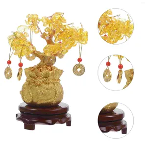 Decoratieve Bloemen Natuursteen Boom Ornament Met Chinese Bonsai Fortuin Decoratie Voor Rijkdom En Geluk Thuis 19Cm