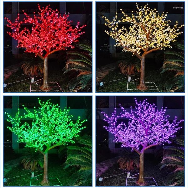 Fleurs décoratives du tronc naturel LED Artificiel Cherry Blossom Light Christmas 3m Hauteur 110 / 220V Utilisation extérieure étanche