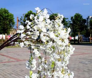 Fleurs décoratives Fleur de cerise de soie verticale naturelle pour décoration de mariage DIY Arbres Artificiel Flower Bouquet 150 cm de long Lin4572